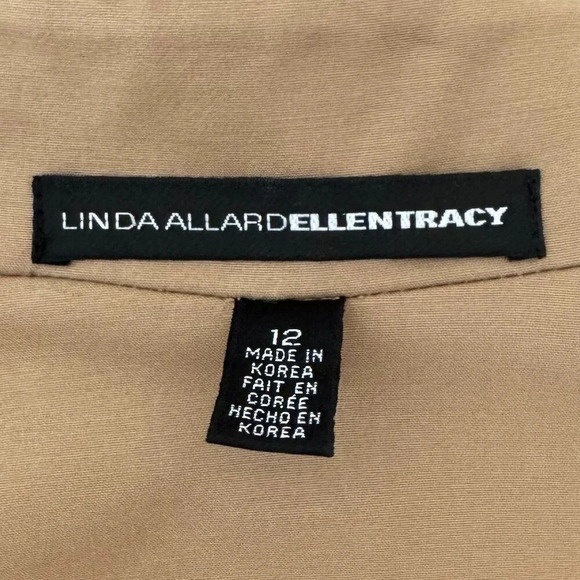 90s Vintage Linda Allard for Ellen Tracy Tan Mandarin Collar Blazer Size 12 - Picture 8 of 10